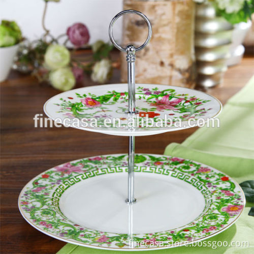 In April Elegant Fine Porcelain 2 Tier Cake Stand